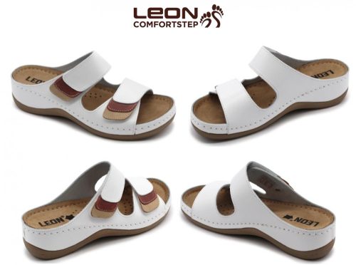 L904 LEON Comfort női  papucs - fehér
