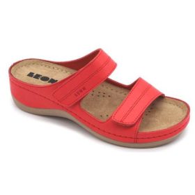 L907 Leon Comfort női bőr papucs - piros