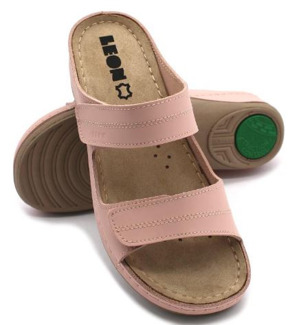 L907 Leon Comfort női bőr papucs - rose 