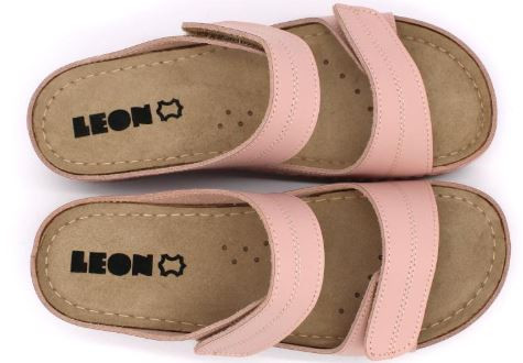 L907 Leon Comfort női bőr papucs - rose 