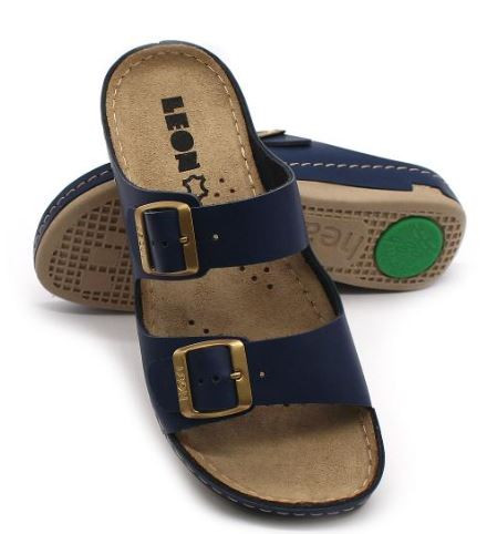  L955 Leon Comfort női bőr papucs - Navy