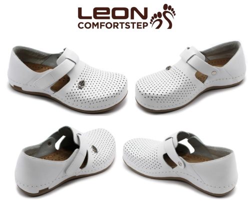 L959 LEON Comfort női bőr cipő - fehér