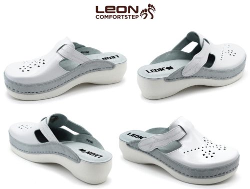 LPU156 Leon Comfort női bőr klumpa - fehér  (Kifutó modell!!)