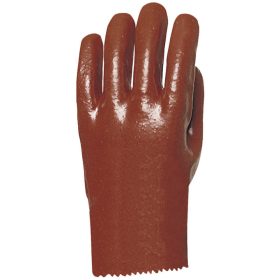 MÁRTOTT PVC KESZTYŰ, BORDÓ, SAV/LÚG/OLAJÁLLÓ, 27CM-ES