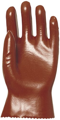 MÁRTOTT PVC KESZTYŰ, BORDÓ, SAV/LÚG/OLAJÁLLÓ, 27CM-ES