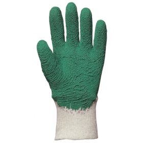   Zöld krepp latex mártott kesztyű erős érdes szellőző kézháttal (12 pár)