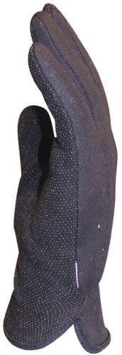 Fekete varrott pamutkesztyű tenyéren mini PVC pettyekkel (12 pár)