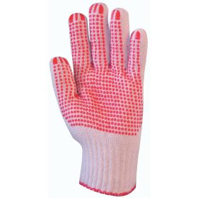   Kötött poliészter-pamut  kesztyű két oldalán piros pöttyökkel 