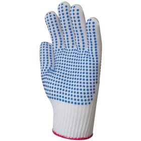 Kötött poliamid kesztyű két oldalán kék pöttyökkel 