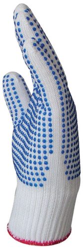 Kötött poliamid kesztyű két oldalán kék pöttyökkel 