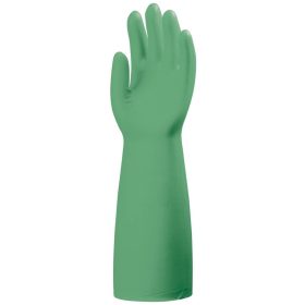   Mártott zöld nitril vegyszerálló nitril kesztyű 45 cm-0,56 mm 8-11-es méretig