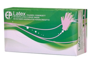LATEX VIZSGÁLÓKESZTYŰ, PÚDEROZOTT (100 db / doboz)  