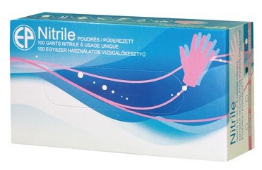 NITRIL PÚDER NÉLKÜLI KÉK VIZSGÁLÓKESZTYŰ 8-as, 100db/doboz