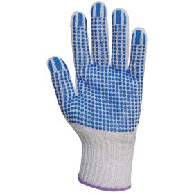   KÖTÖTT,  KÉK PÖTTYÖS, VASTAG POLIPROPILÉN/PAMUT KESZTYŰ - 8-as