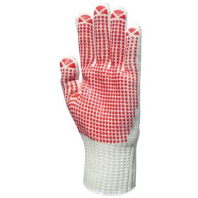   KÖTÖTT, PIROS PÖTTYÖS, VASTAG POLIAMID/PAMUT KESZTYŰ - 5pár