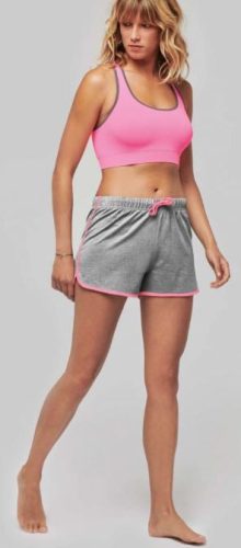 Pamut női sport short - szürke/pink