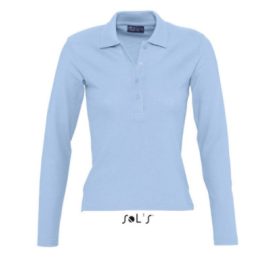 Sol's női galléros hosszú ujjú póló - sky blue