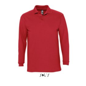 Sol's hosszú ujjú férfi galléros póló - piros